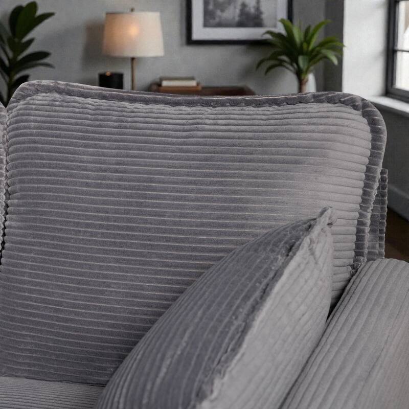 48" Corduroy Loveseat Sofa with Side Storage Pocket, 2-Seater Couch, Solid Wood Frame for Apartment