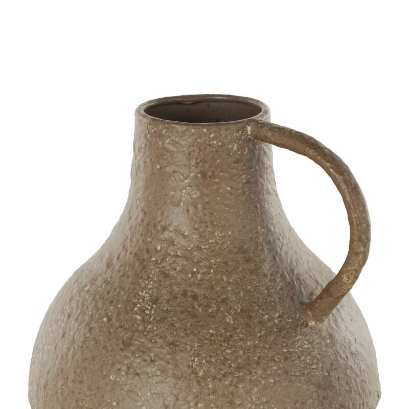 Metal Antique Inspired Decorative Vase with Handle - Brown - Roche River Decor