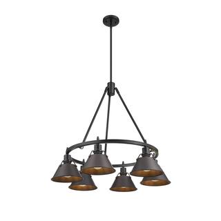 Orwell 6-Light Chandelier in Matte Black with Rubbed Bronze