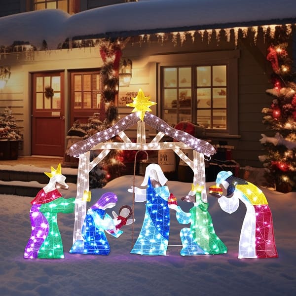 5FT Lighted 2D Nativity Scene Outdoor Christmas Decoration - Bed Bath ...
