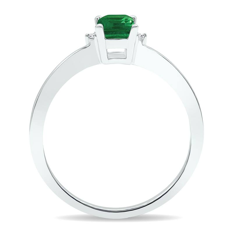 Women's Emerald and Diamond Classic Band in 10K White Gold