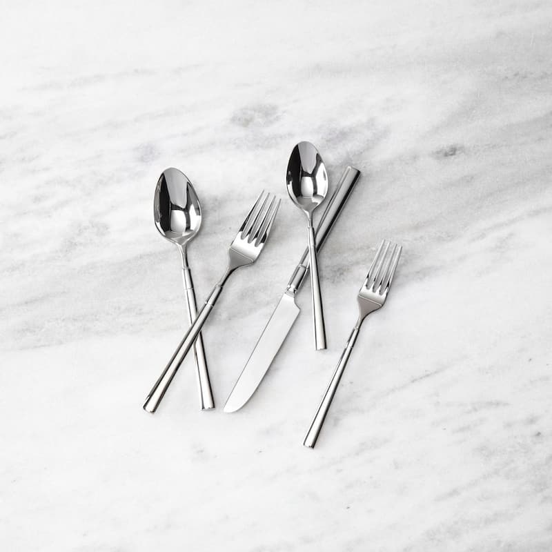 Fortessa Lloyd 18/10 Stainless Steel, 5PC Flatware Set (Service for 1), Silver - 5 Piece Set