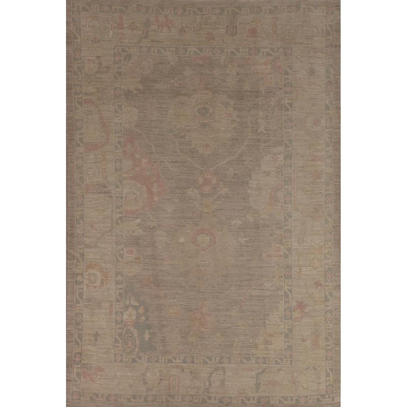 Earth Tone Oushak Vegetable Dye Area Rug Handmade Wool Carpet - 6'0"x 9'0"