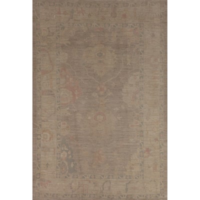 Earth Tone Oushak Vegetable Dye Area Rug Handmade Wool Carpet - 6'0"x 9'0"