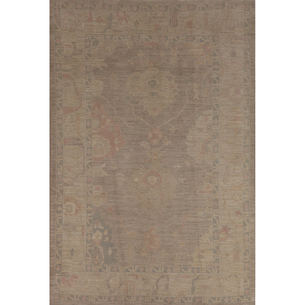 Earth Tone Oushak Vegetable Dye Area Rug Handmade Wool Carpet - 6'0"x 9'0"