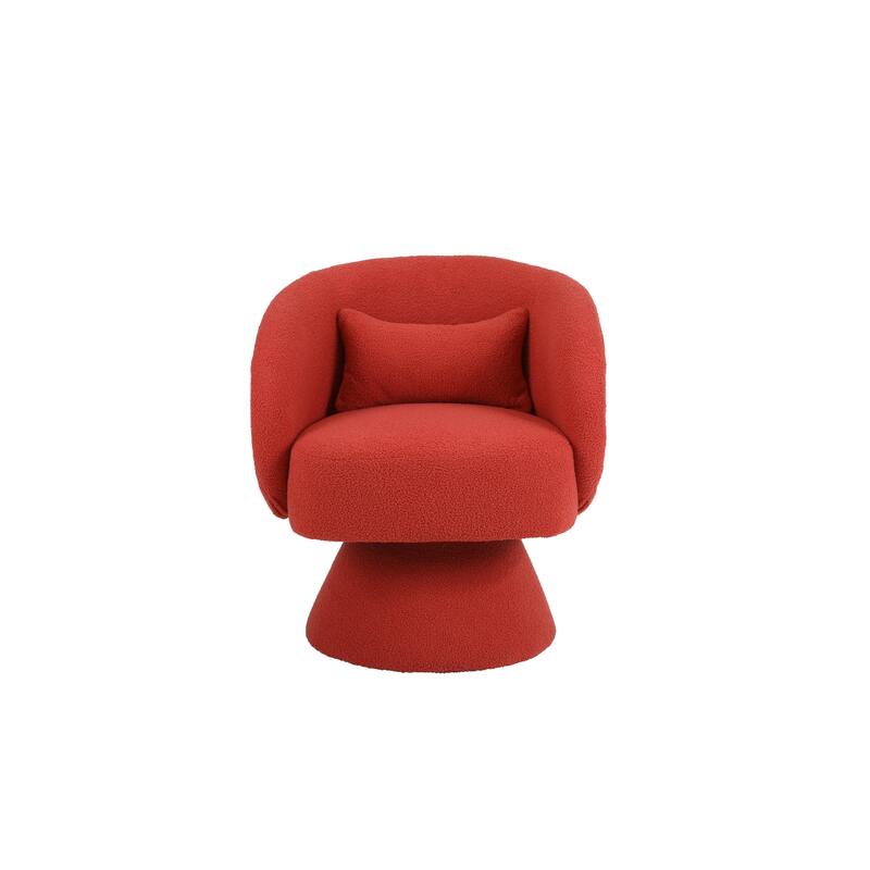 Swivel Fabric Accent Armchair with Wooden Base