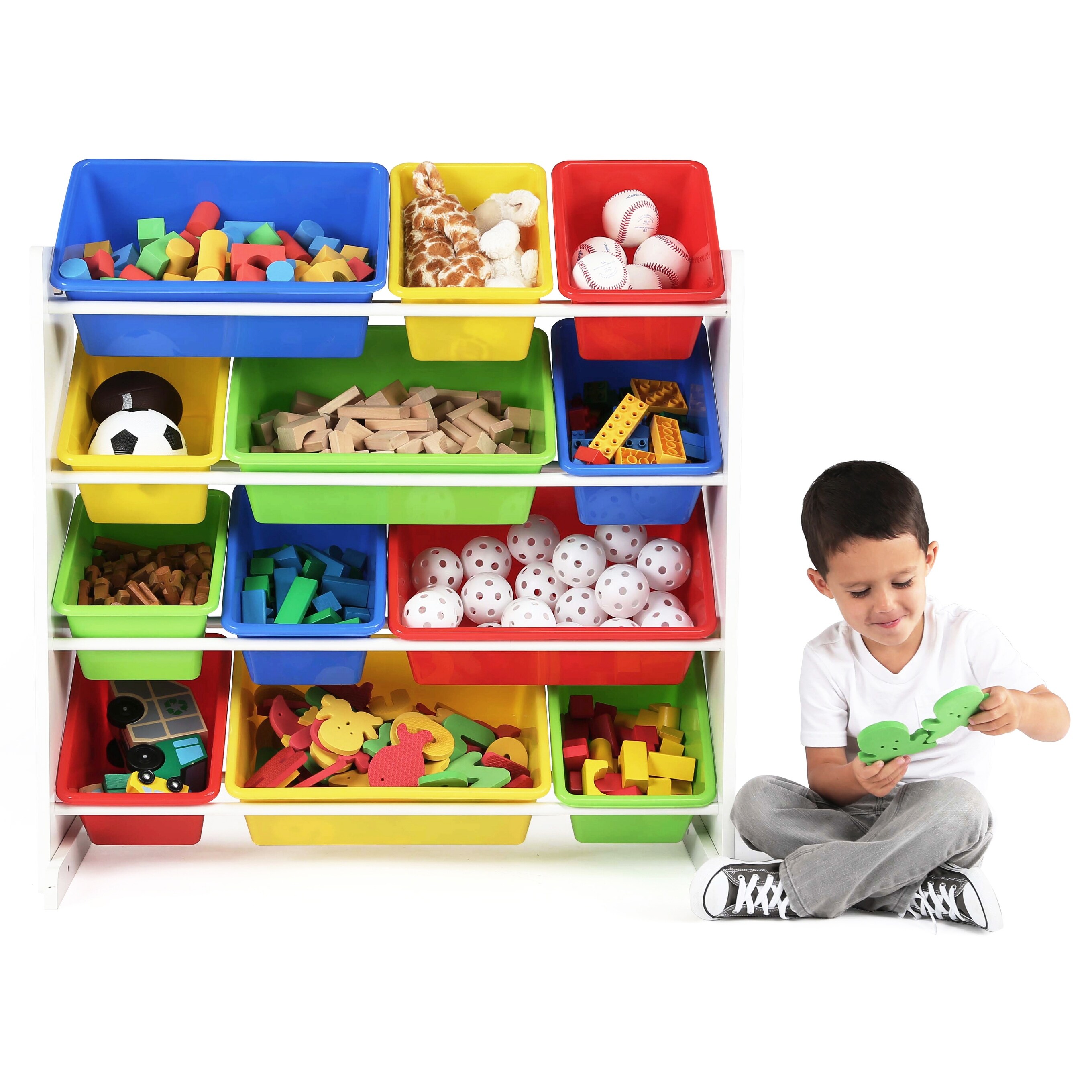Humble Crew Kids Toy Storage Organizer with 12 Plastic Bins Bed Bath Beyond 18704668