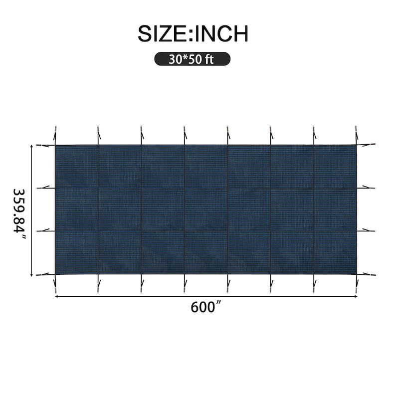 Swimming Pool Safety Cover, Fits 30x50ft Rectangular Swimming Pools, Triple Stitched High Strength Mesh PP Abrasion Resistant