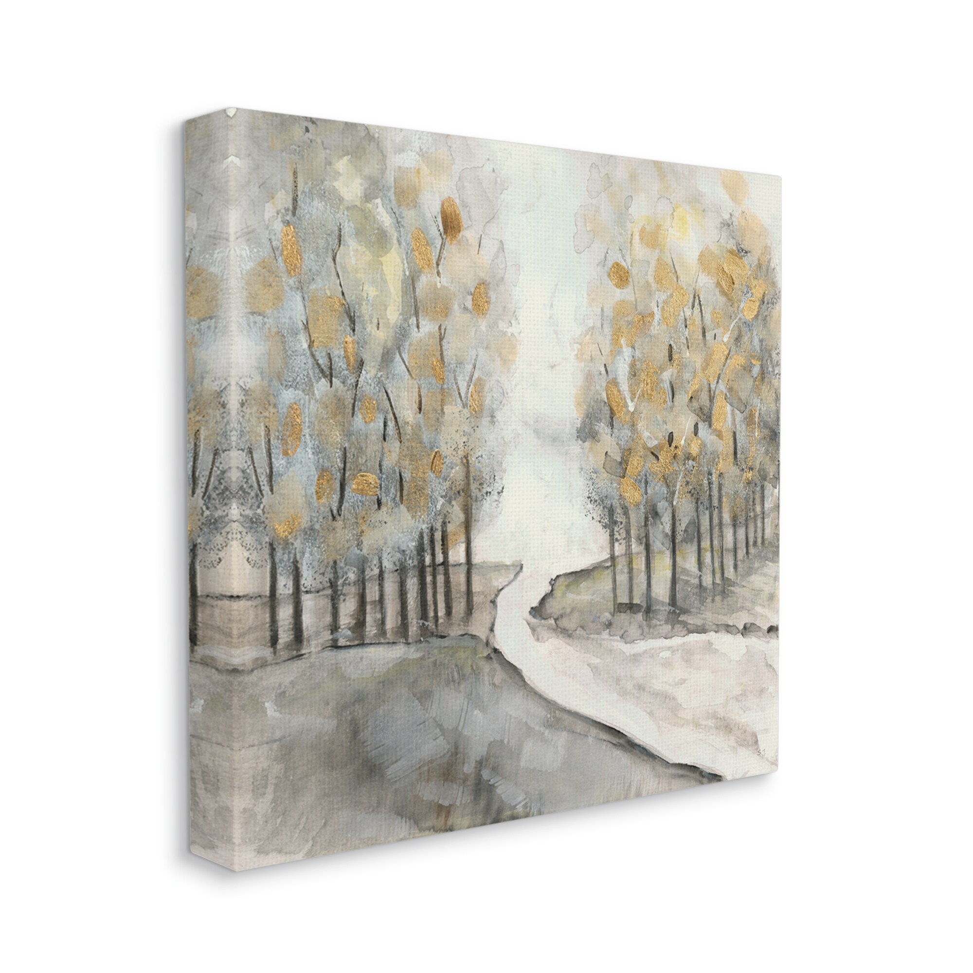 Stupell River Between Tree Forests Abstract Watercolor-image
