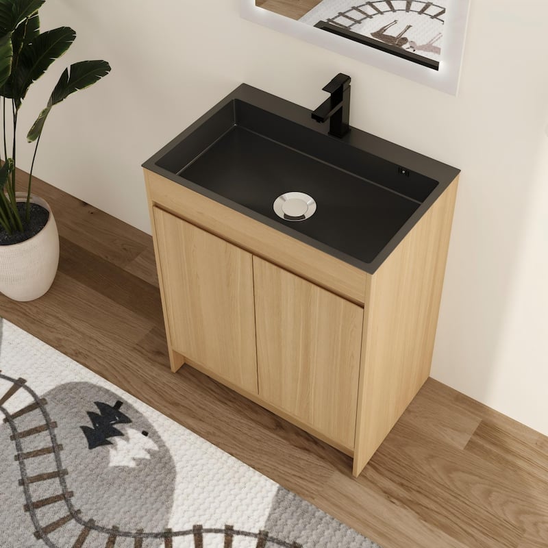 Malwee 28" FreeStanding Bathroom Vanity with Stainless Steel Sink, Floor Stand Bathroom Vanity with Flexible Drain Pipe