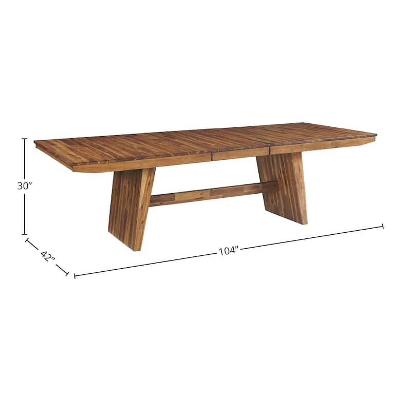 Vantage 42" Solid Wood Dining Table with Leaf, Ornate Spice Acacia