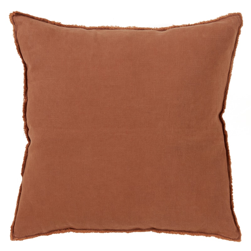 Fringed Design Down-Filled Throw Pillow - Terracotta