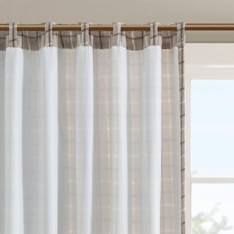 1 PCS Plaid Rod Pocket and Back Tab Curtain Panel with Fleece Lining