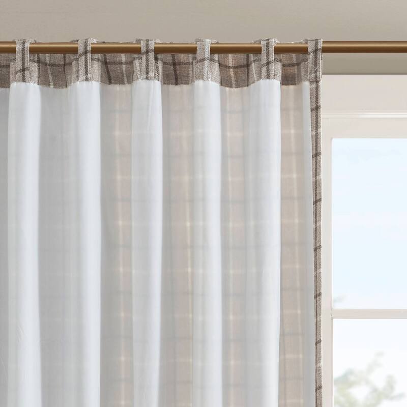 Plaid Rod Pocket and Back Tab Curtain Panel