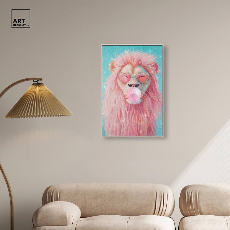 Pastel Lion Bubblegum Canvas by Art Remedy