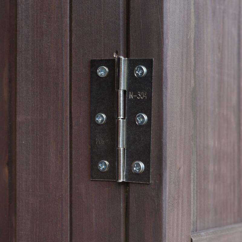 42 Inch Outdoor Kitchen Island Fir Wood Cabinet Stainless Steel Top with Shelf