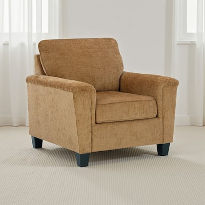 Erin Accent Armchair, Modern Tapered Legs, Plush Light Brown Polyester