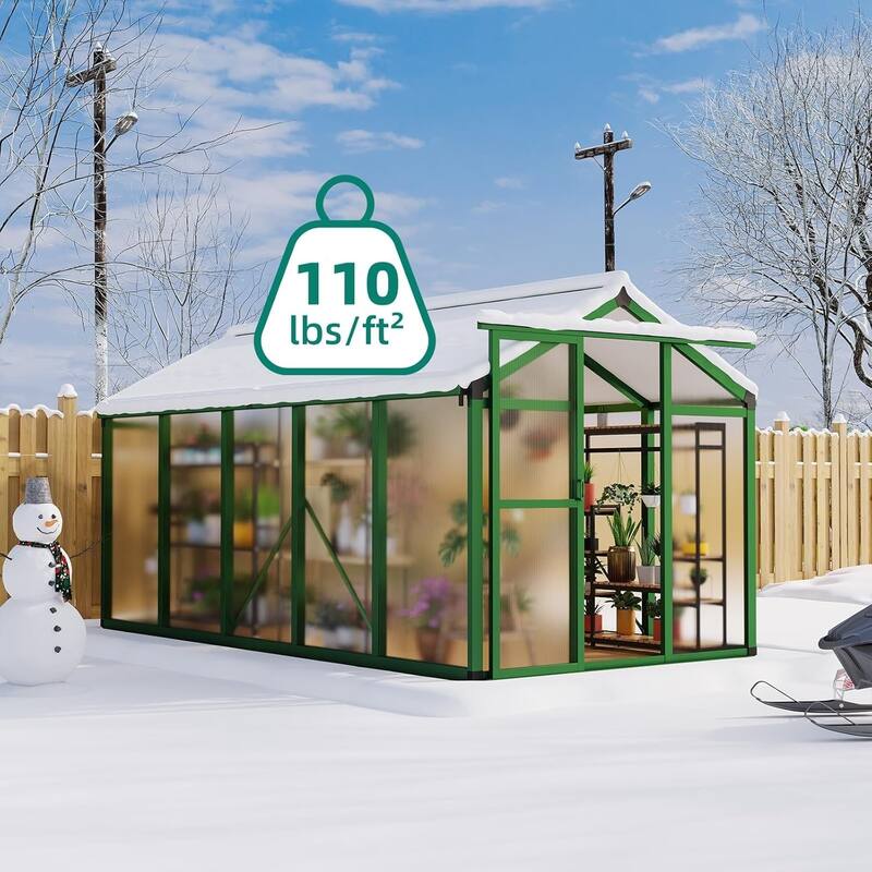 6x10 ft Large Walk-In Outdoor Greenhouse for Backyard, Patio, and Lawn Gardening, Green - 6 x 10FT
