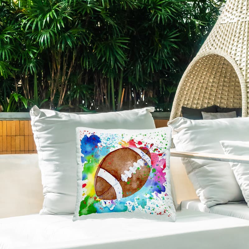 Stupell Modern Splash Football Printed Outdoor Throw Pillow Design by Kim Allen