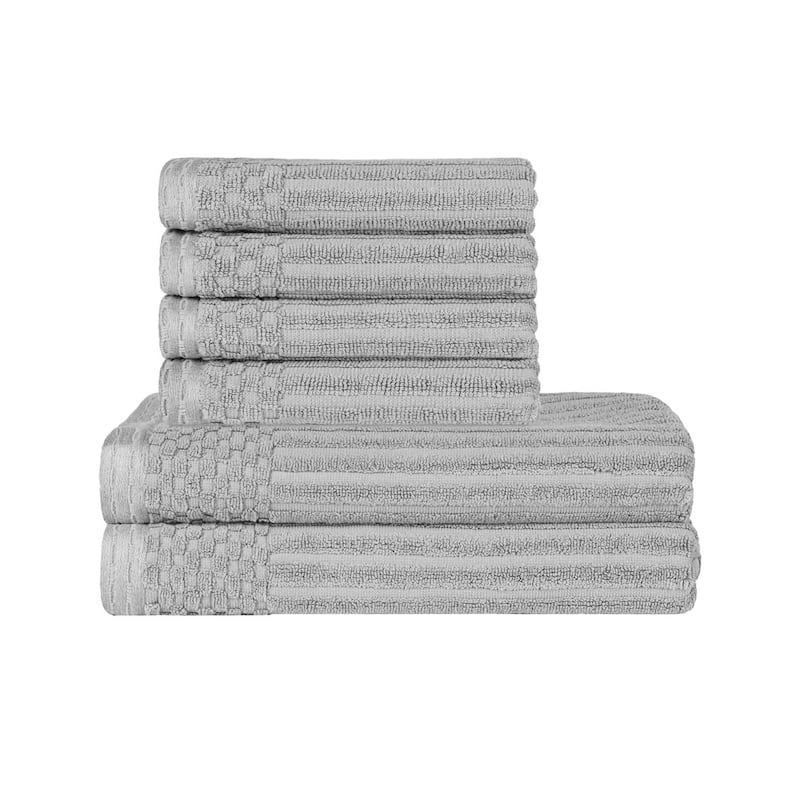 Superior Ribbed Cotton Absorbent Heavyweight Hand Towel and Bath Towel Set