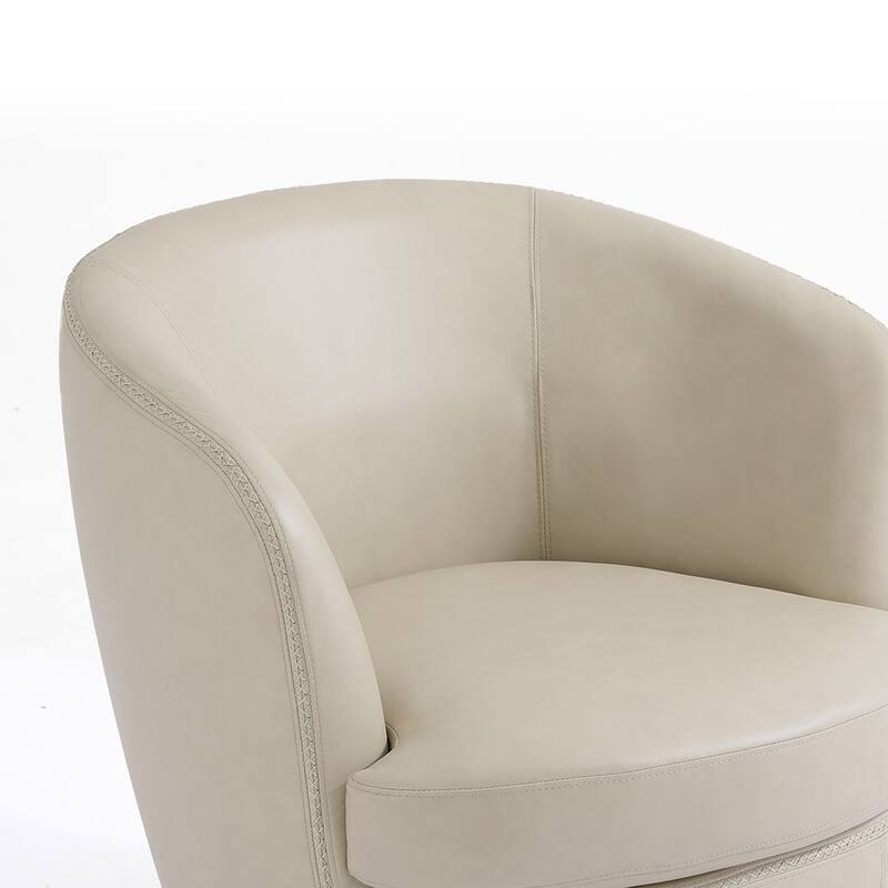 Modern Upholstery Barrel Swivel Chair Faux Leather