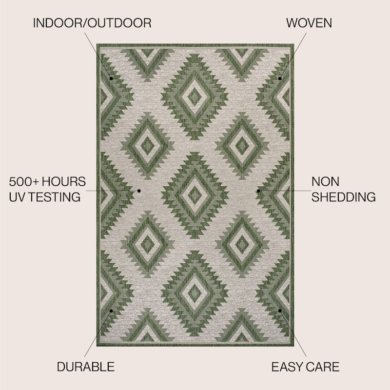 JONATHAN Y Aimee Geometric Moroccan Diamond Black/Cream Indoor/Outdoor Area Rug