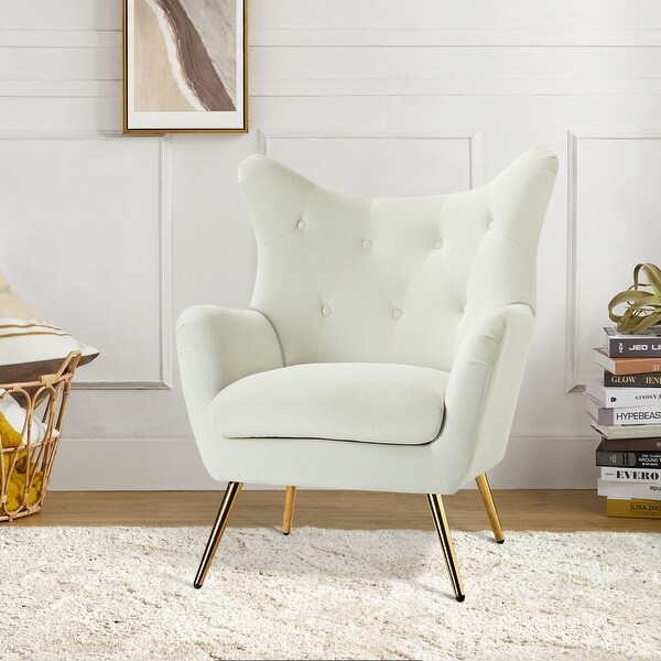 Eusebio Tufted Velvet Wingback Accent Chair with Metal Gold Legs by HULALA HOME On Sale Bed Bath Beyond 32666441