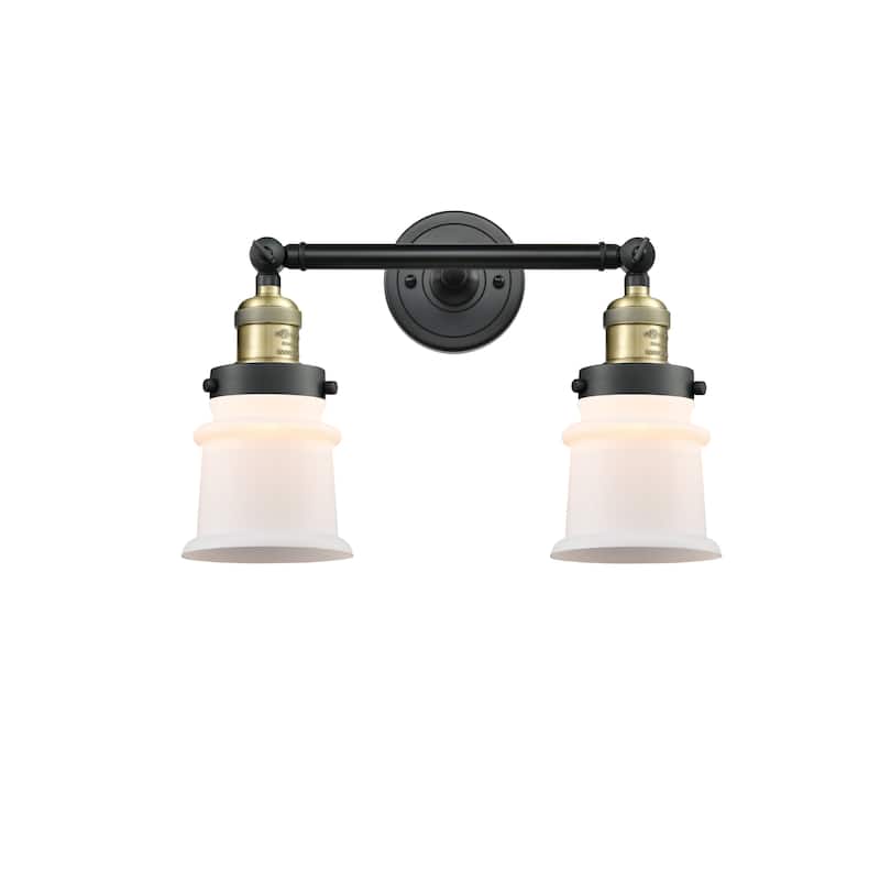 Innovations Lighting Small Canton 2 Light 17" Wide Bathroom Vanity - Black Antique Brass / Matte White
