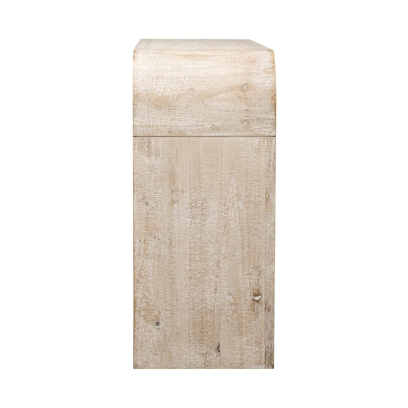 52" MDF Console Table with Fireplace Design and Wood Veneer for Living Room