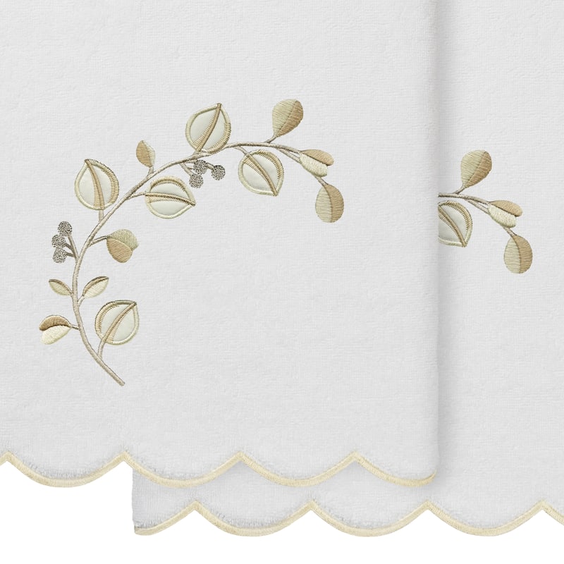 Authentic Hotel and Spa 100% Turkish Cotton WILD BRANCH Scallop Embellished Towel Collection