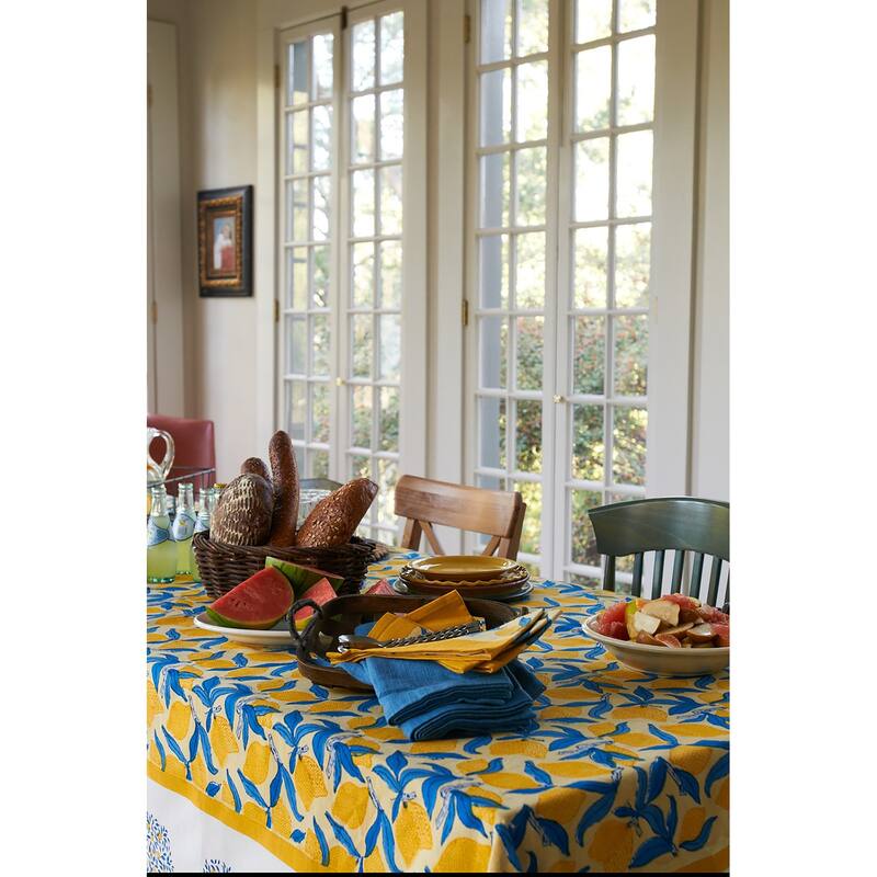 Couleur Nature Lemon Tree Tablecloth - Blue/Yellow - 71" x 142"