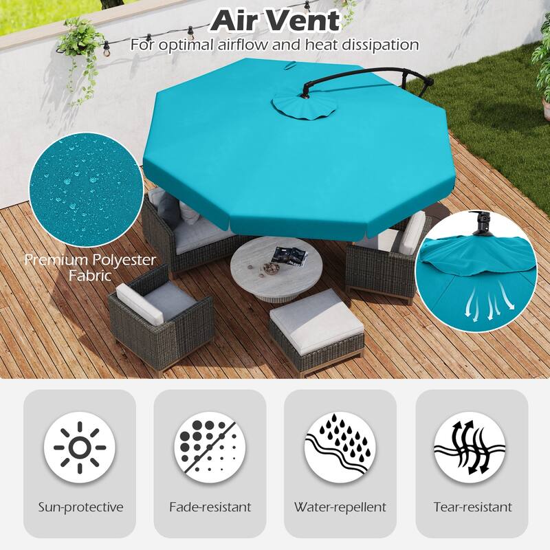 10FT Outdoor Cantilever Umbrella with Fade-Resistant Canopy Tilt Handle and Cover Included (Only Umbrella)