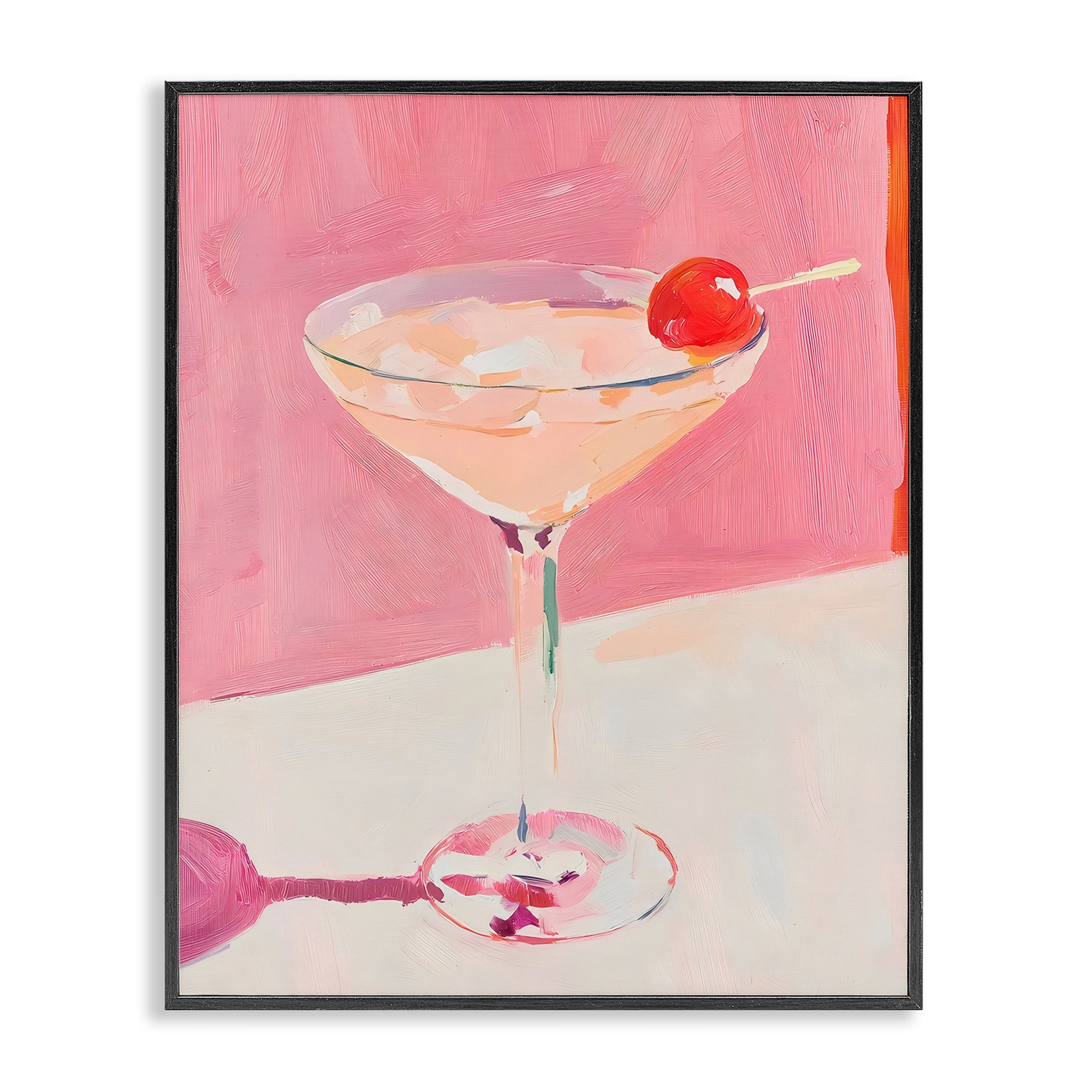Stupell Pink Cherry Cocktail Framed Giclee Art Design By Riley B
