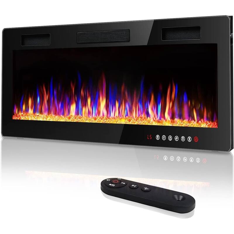Bossin 30 to 72 inch Electric Fireplace Ultra-Thin and Silence Linear Recessed Wall Mounted Fireplace with Remote Control - New-42inch