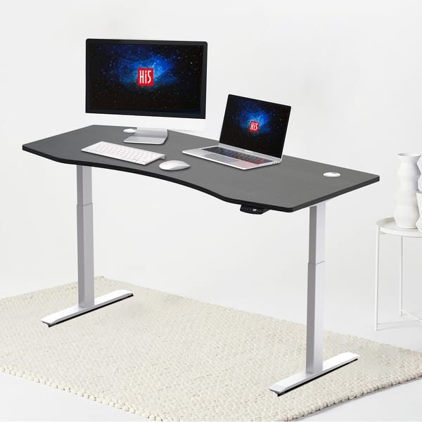 Hi5 Ez Electric Height Adjustable Standing Desk With Ergonomic Contoured Tabletop 71 X 31 50 With 4 Color Options Overstock 32308770