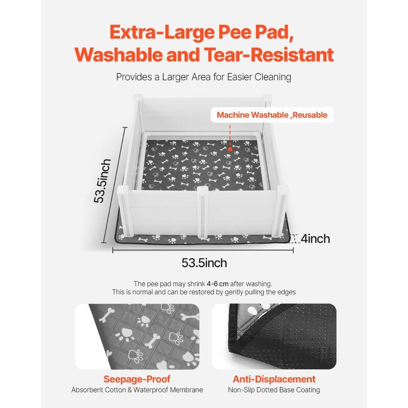 Grey PVC Whelping Box for Large Dogs with 3 Doors and Waterproof Pee Pad