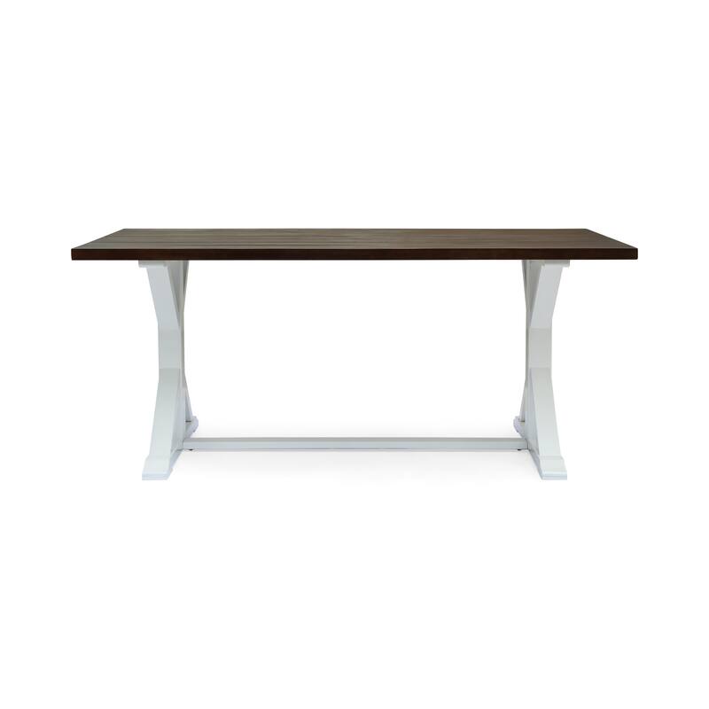 CASSIA FARMHOUSE DINING table - Dark brown+White