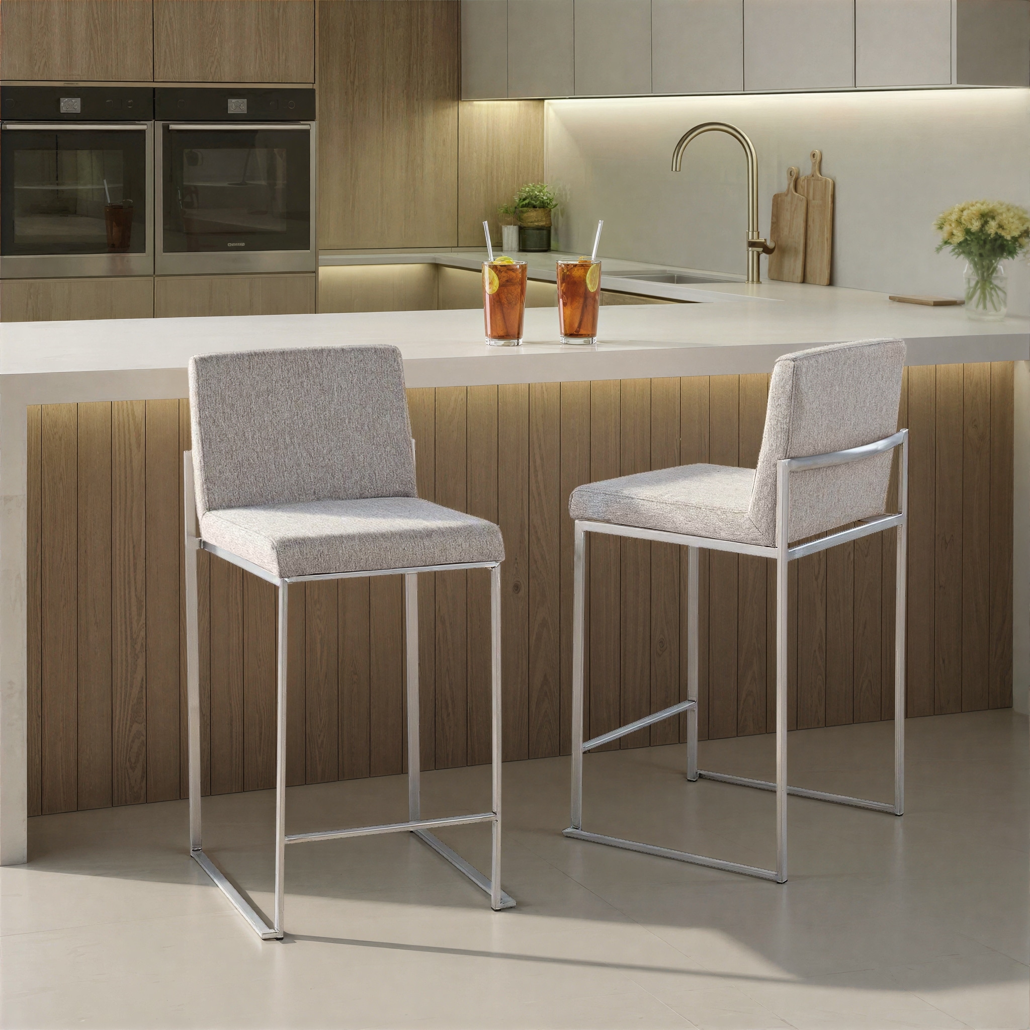 Silver Orchid Forrest 26" High Back Counter Stool - Set of 2