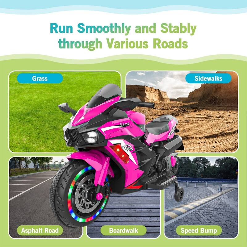 12V Kids Ride on Motorcycle, Electric Kids Motorcycle, Battery Powered Motorcycle for 3-6Years Old