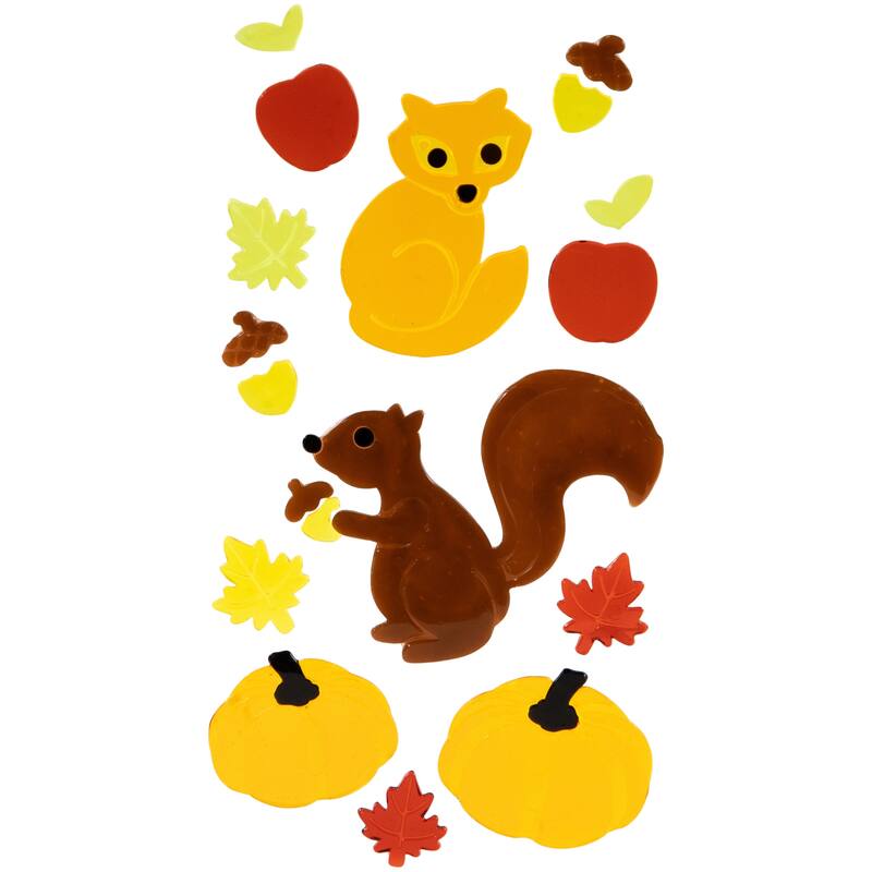 Set of 4 Double Sided Fall Harvest Gel Window Clings