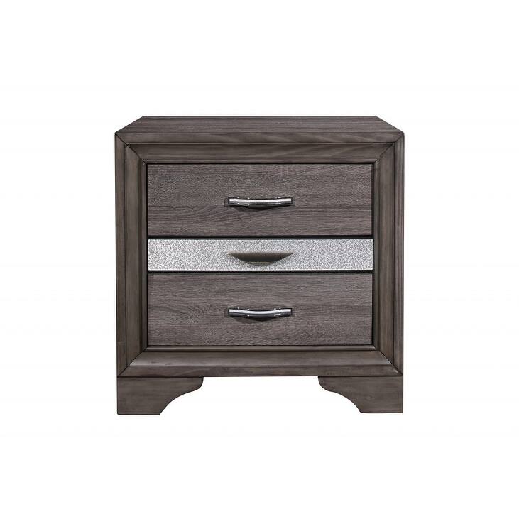 HomeRoots 27" Gray Two Drawer Nightstand