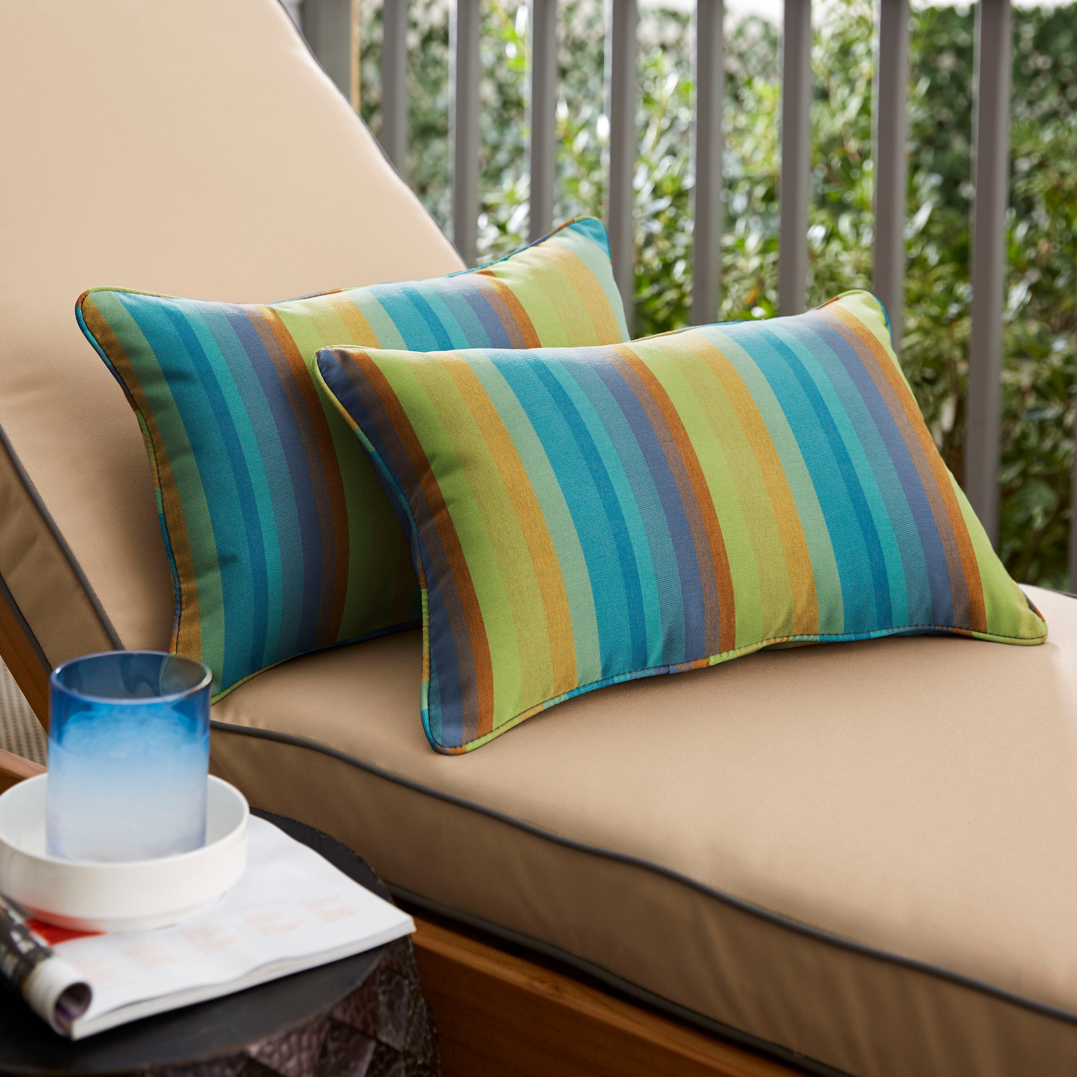 Sunbrella Astoria Lagoon Corded Indoor Outdoor Pillows Set of 2