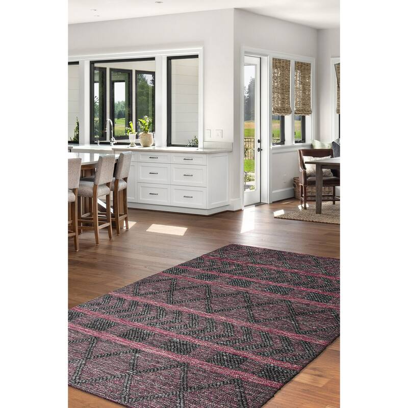 ECARPETGALLERY Braid weave Sienna Grey Wool Rug - 5'1 x 8'0