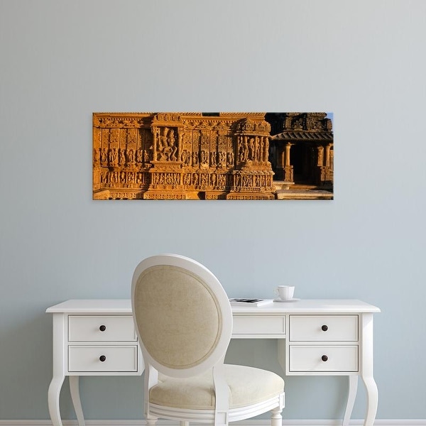 Easy Art Prints Panoramic Images's 'Statues On The Wall Of A Temple, Erklinji Temple, Rajasthan, India' Canvas Art
