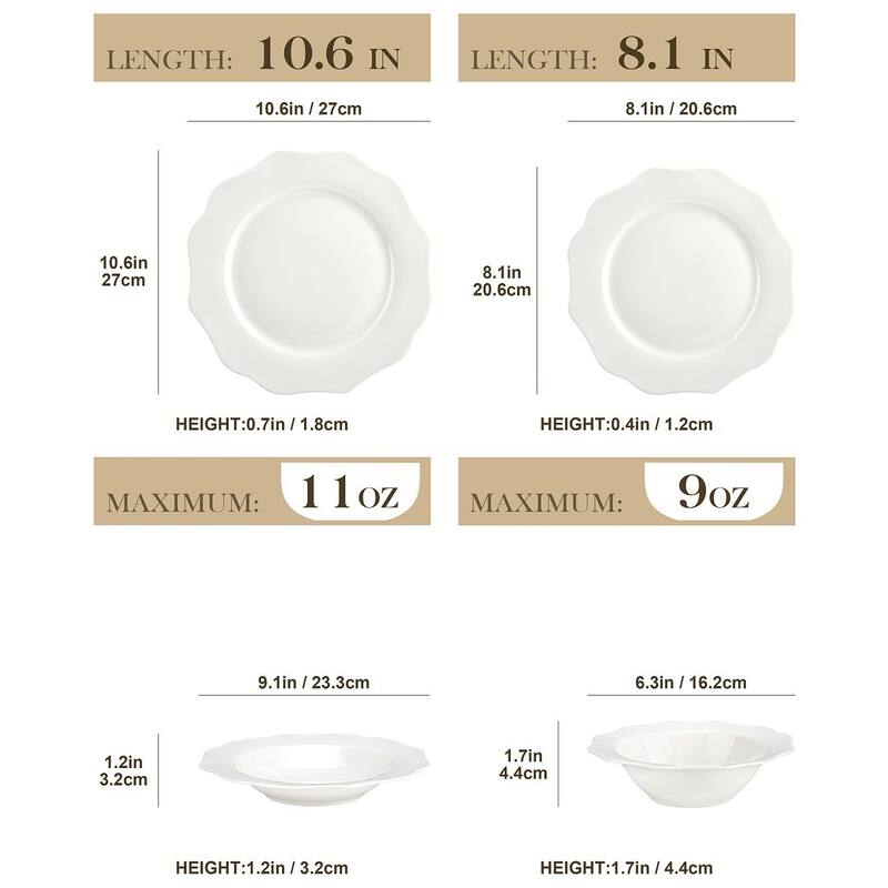MALACASA 16-Piece New Bone China Dinnerware Set, Service for 4