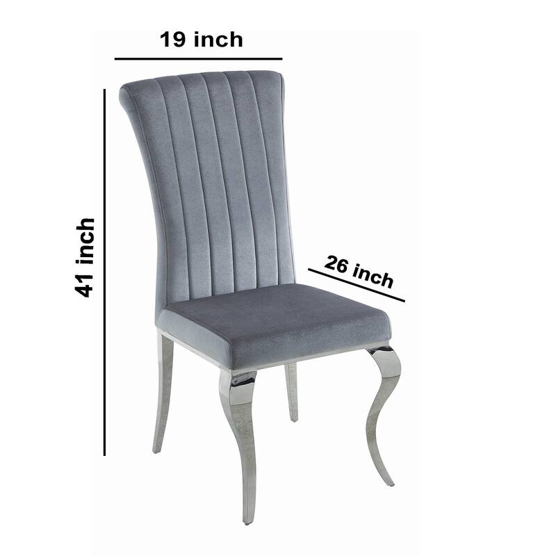 Metal Dining Chairs Set of 4 with Gray Upholstery, Cabriole Legs, Elegant Dining Seating - 19