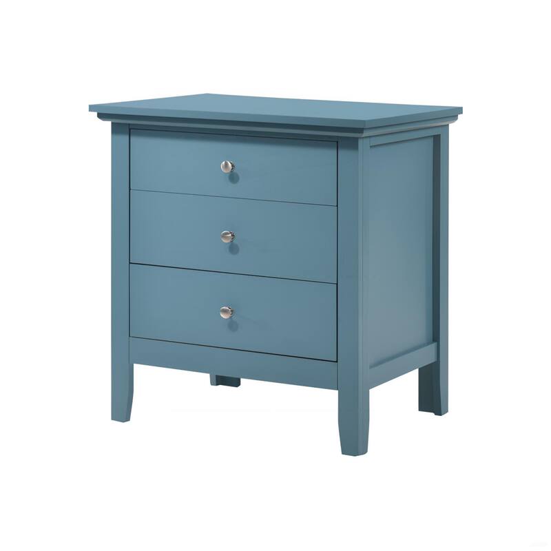 Teal Storage Nightstand with Drawer