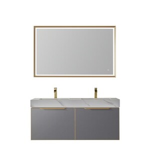 Alicante 48" Double Vanity,Grey,with Mirror