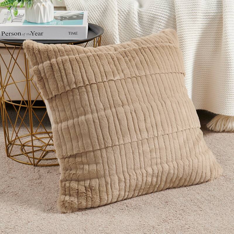 1 Pc Sculpted Stripe FauxFur Pillow Shell Decorative Cushion Cover