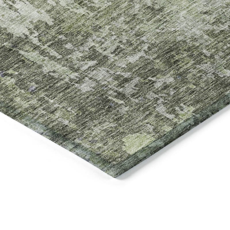 Machine Washable Indoor/ Outdoor Abstract Contemporary Chantille Rug